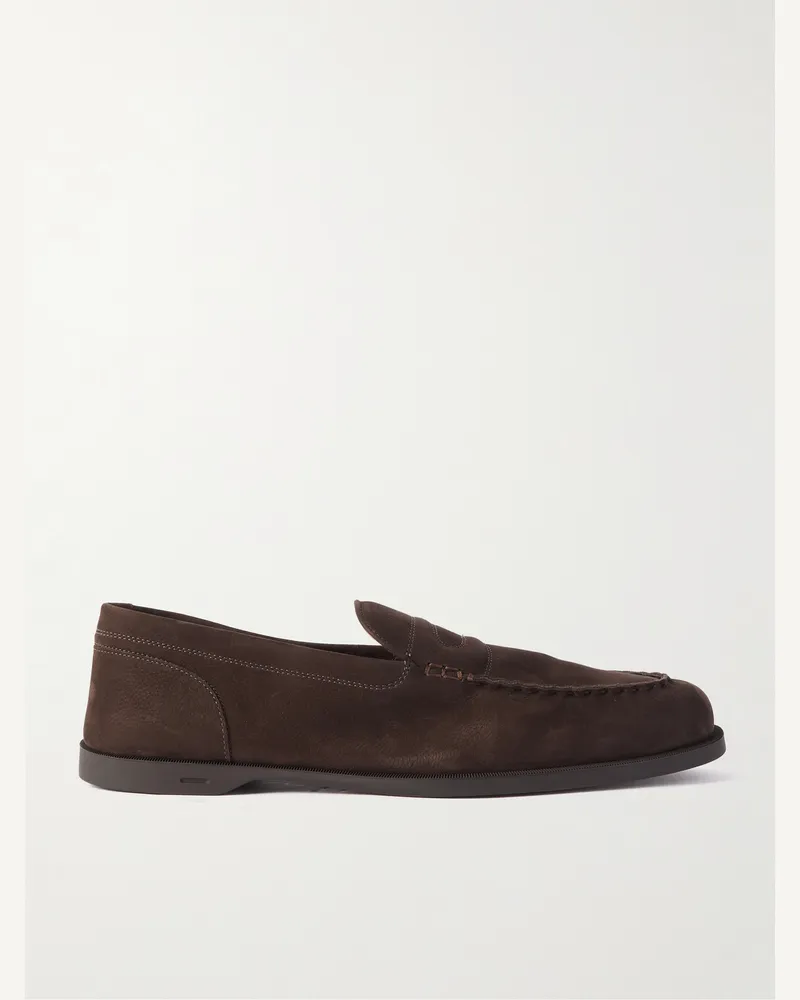 John Lobb Pace Full-Grain Nubuck Loafers Brown