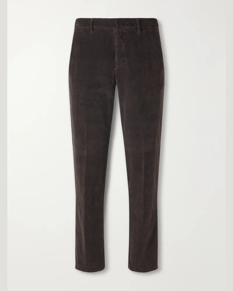 Altea Dumbo Straight-Leg Stretch-Cotton Corduroy Trousers Brown