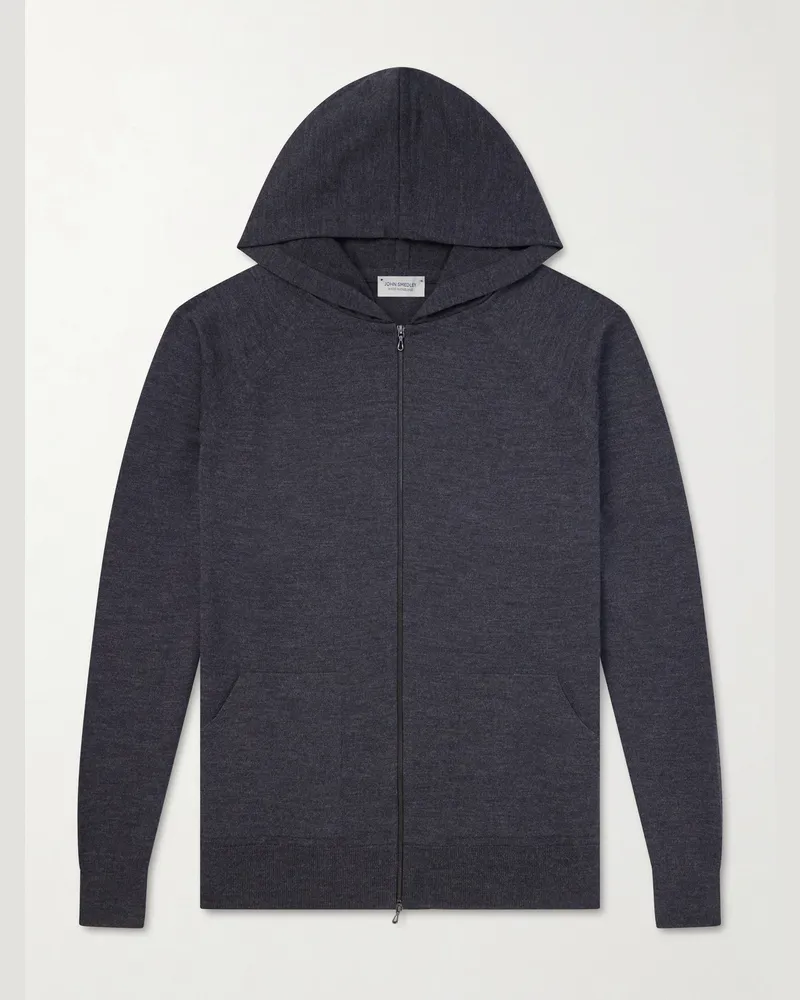 John Smedley Carty Merino Wool Zip-Up Hoodie Gray