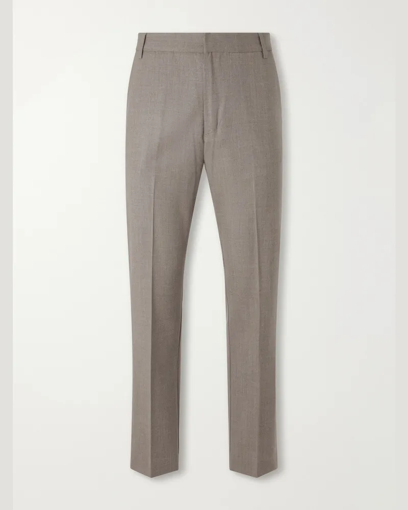 Altea Renee Straight-Leg Stretch-Wool Flannel Trousers Brown
