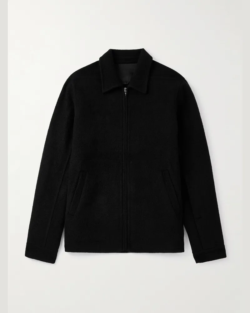 Rick Owens Brad Webbing-Trimmed Double-Faced Cashmere Bomber Jacket Black