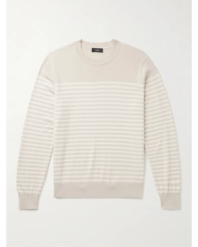 Theory Gestreifter Pullover aus Merinowolle Neutral