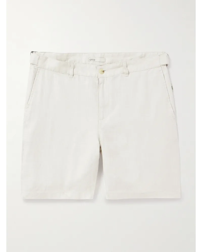 Onia Gerade geschnittene Shorts aus Leinen Neutral