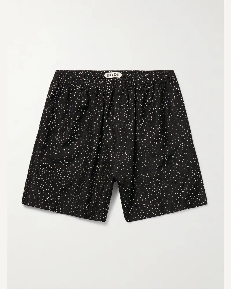 BODE Gerade geschnittene Shorts aus Faille mit Glitter-Punkten Schwarz