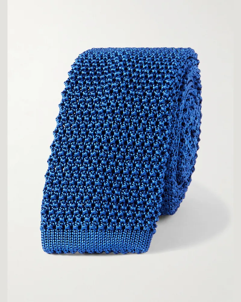 Charvet Krawatte aus Seidenstrick, 5 cm Blau