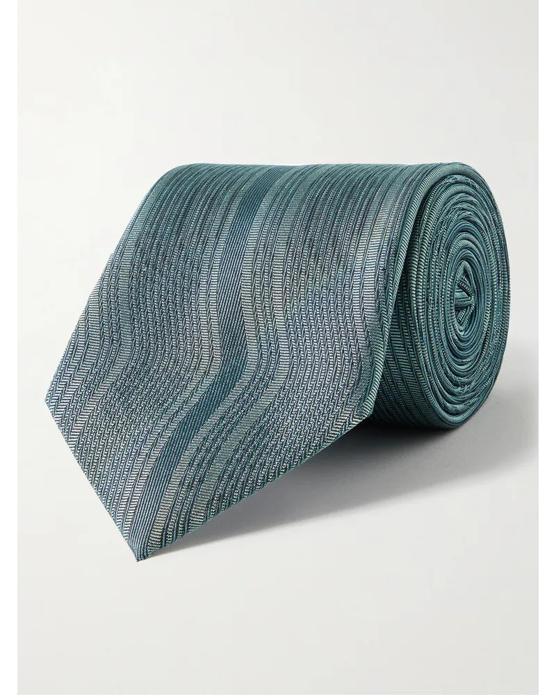 MR P. Krawatte aus Seiden-Jacquard, 8 cm Blau