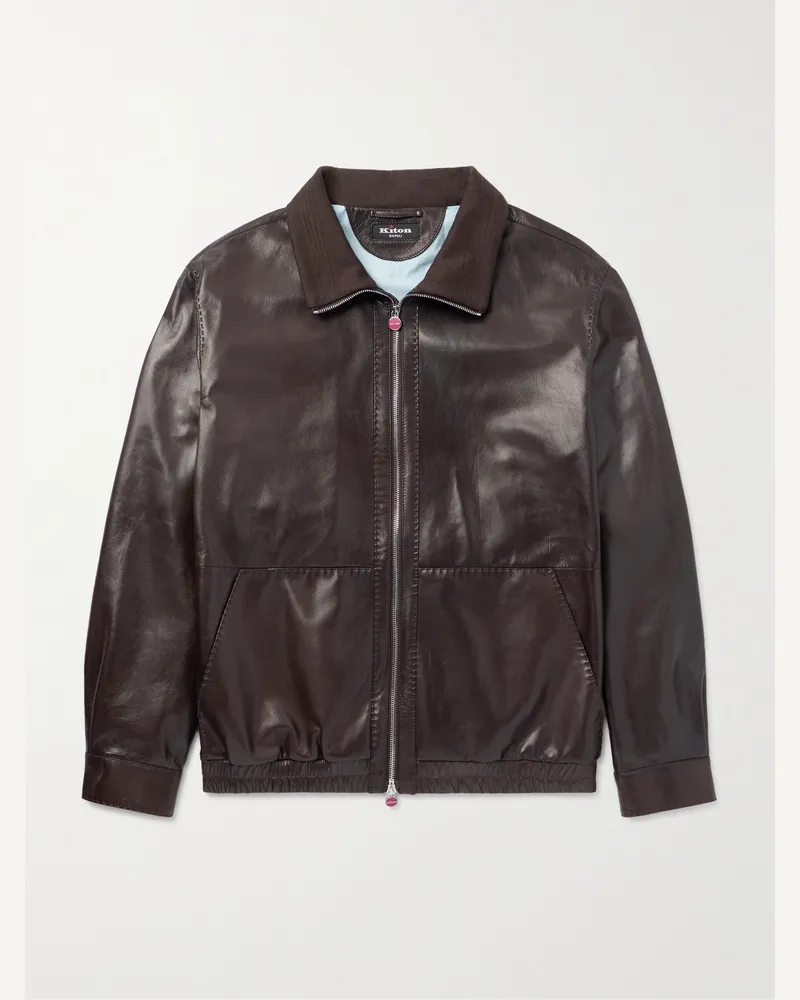 Kiton Blouson aus Leder Braun