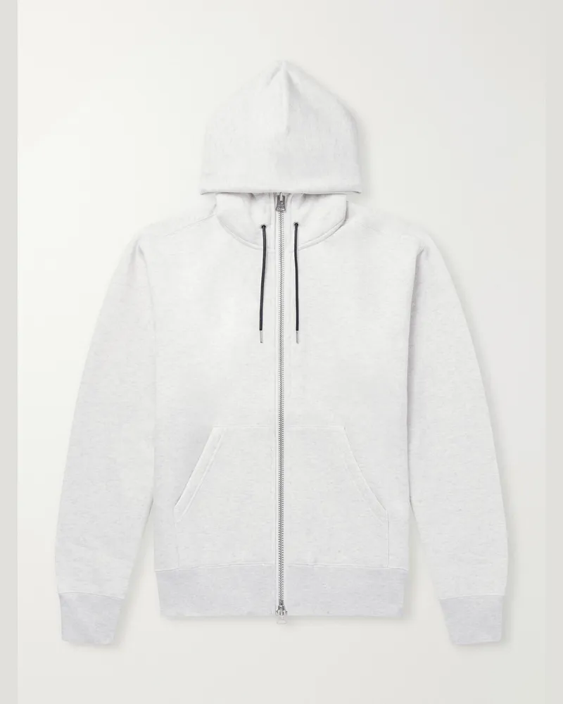 Sacai Cotton-Jersey Zip-Up Hoodie Gray
