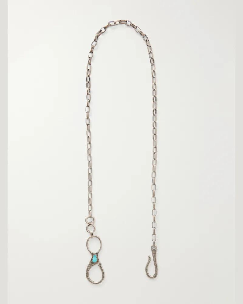 KAPITAL Silver-Tone and Turquoise Wallet Chain Silver