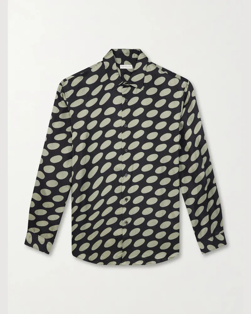 Dries van Noten Hemd aus Twill mit Print Schwarz