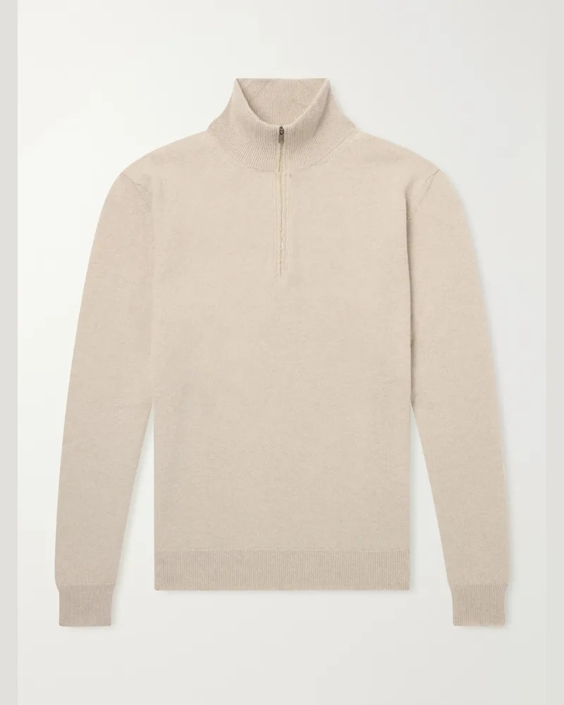 Massimo Alba Liam Cashmere Half-Zip Sweater Neutrals