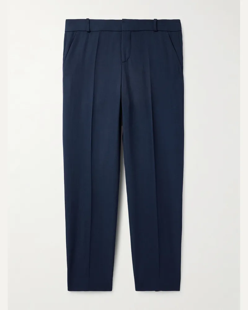 Balmain Gerade geschnittene, verkürzte Hose aus Grain de Poudre aus Wolle Blau
