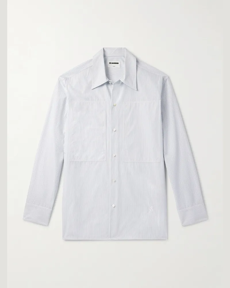 Jil Sander Tuesday Hemd aus gestreifter Baumwollpopeline Weiß