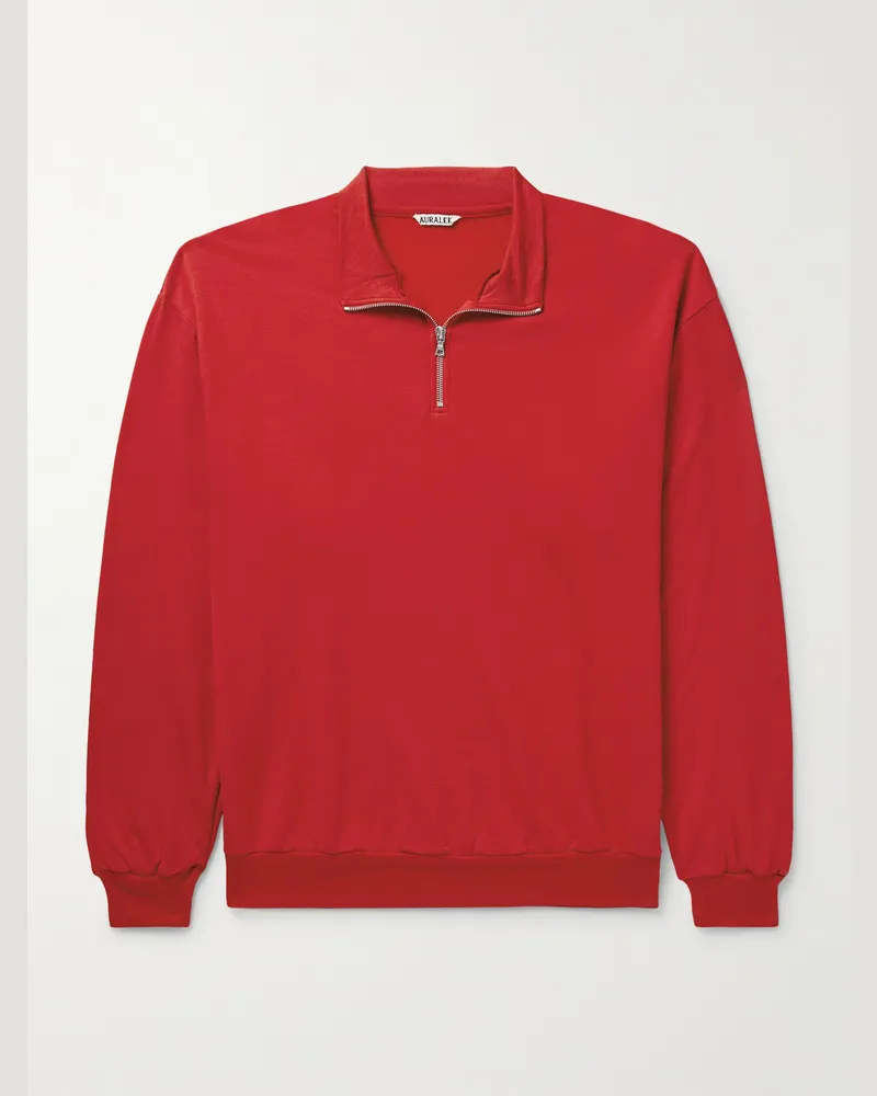 AURALEE Sweatshirt aus Jersey aus einer Wollmischung mit kurzem Reißverschluss Rot