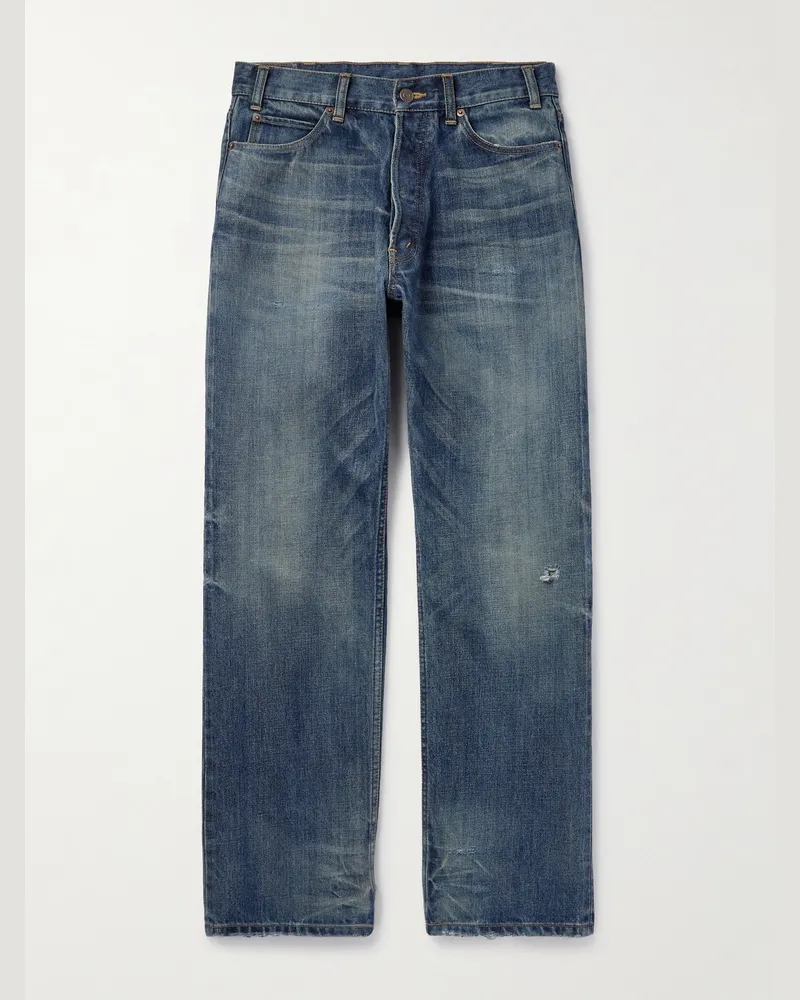 Celine Wesley gerade geschnittene Jeans in Distressed-Optik Blau