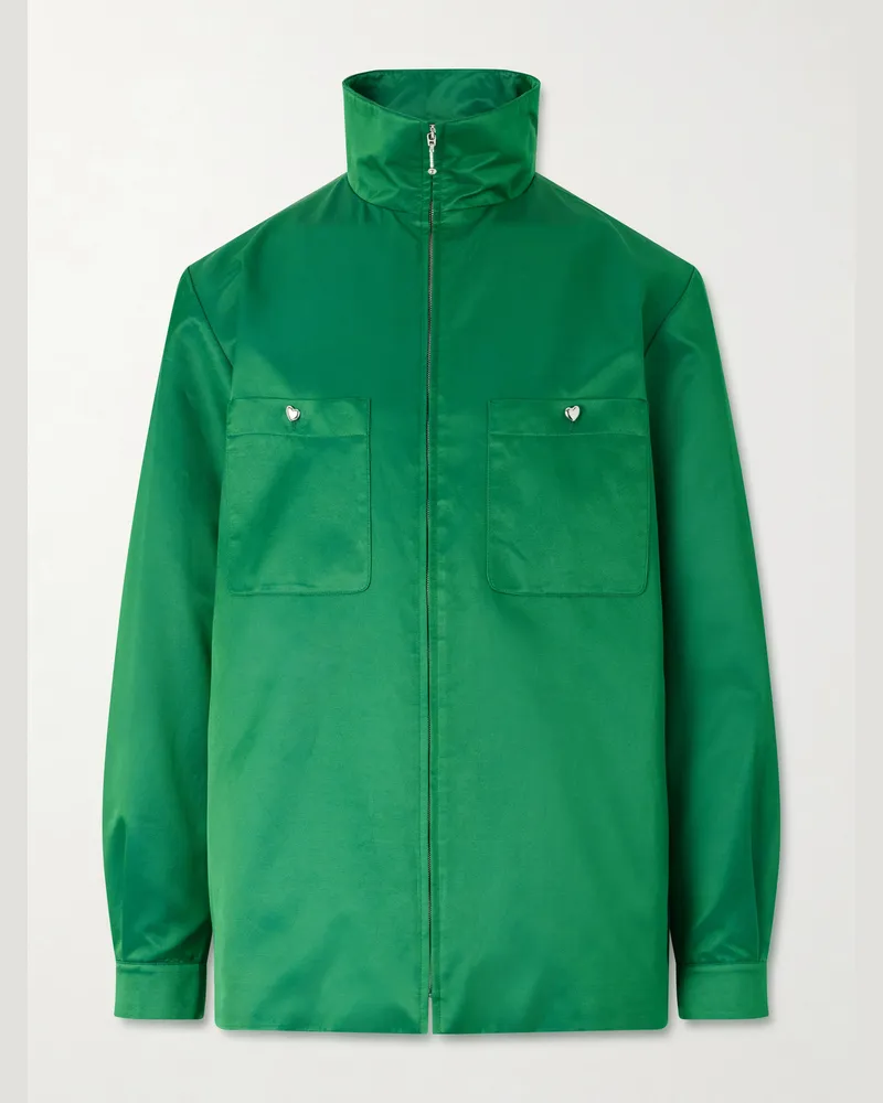 Valentino Garavani Satin Zip-Up Jacket Green