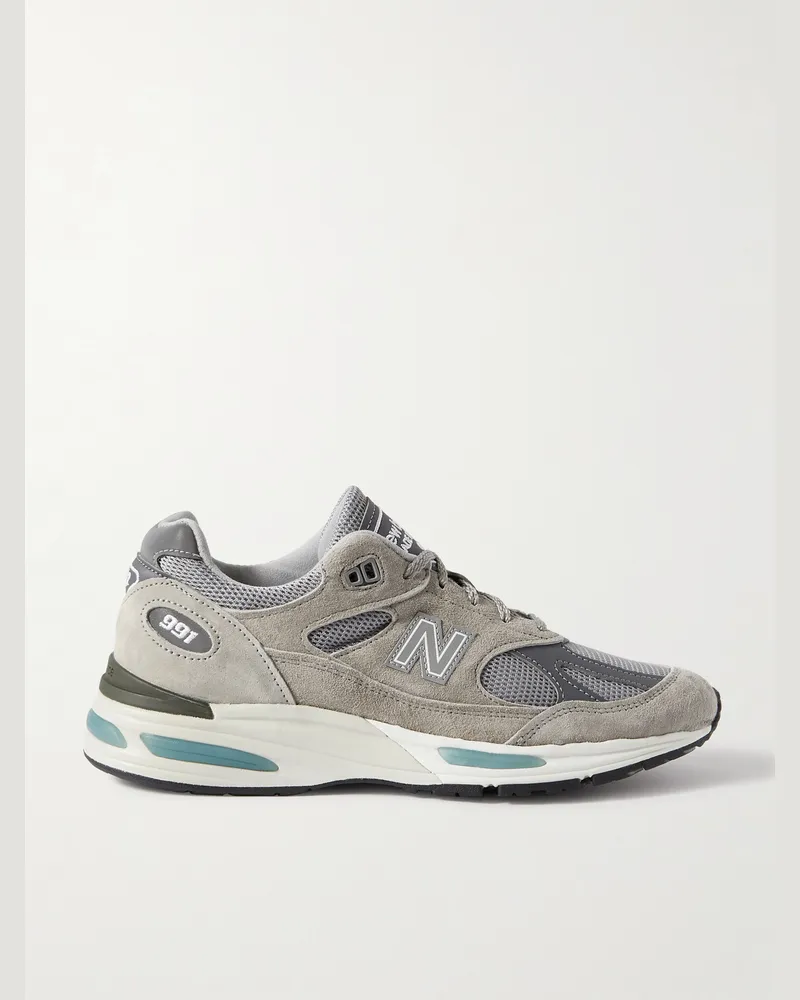 New Balance 991v2 Sneakers aus Veloursleder und Mesh Grau
