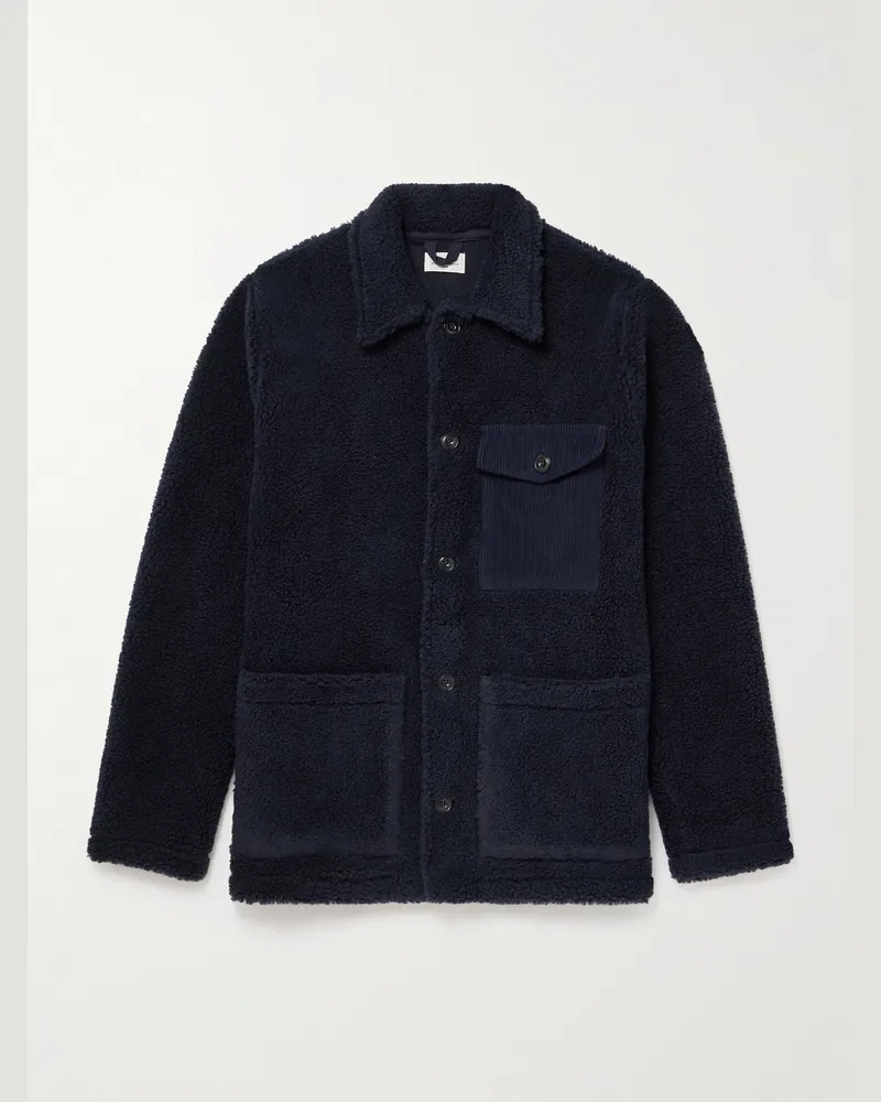 Hartford Jacke aus Fleece mit Baumwollcordbesatz Blau