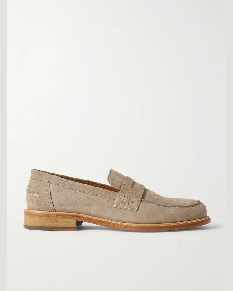 MR P. Scott Suede Penny Loafers Neutrals