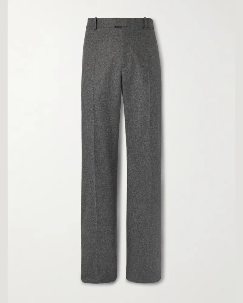 Bottega Veneta Straight-Leg Wool-Flannel Trousers Gray