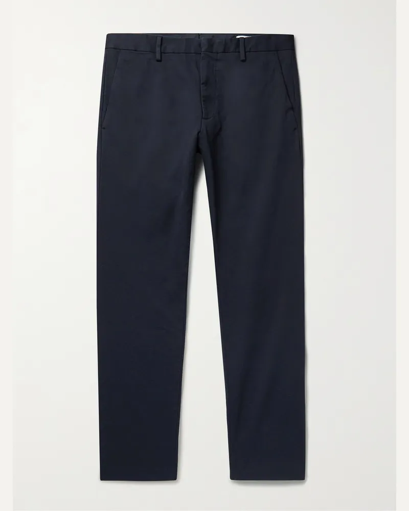 NN 07 Theo Tapered Stretch Organic Cotton-Twill Chinos Blau