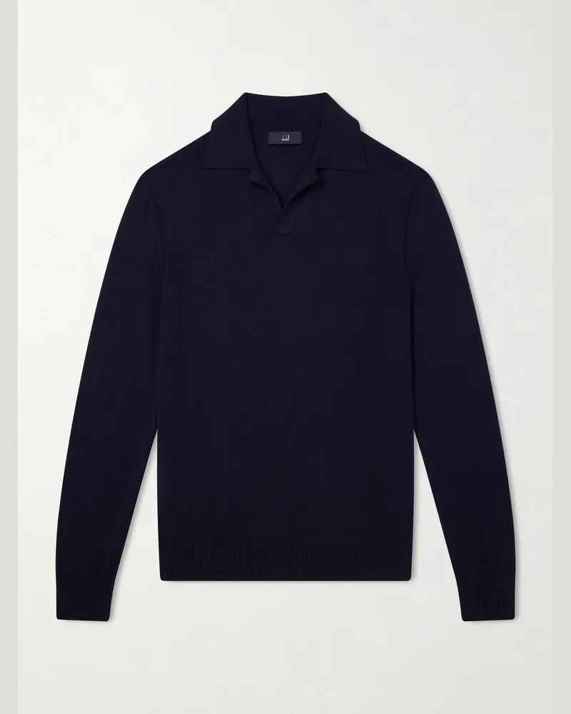 Dunhill Merino Wool Polo Shirt Blue