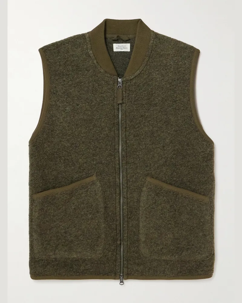 Hartford Boiled Wool-Blend Gilet Green