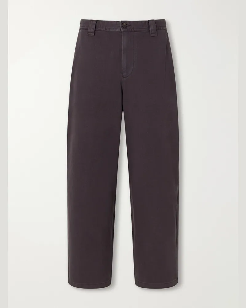 Corridor Wide-Leg Cotton-Twill Trousers Brown