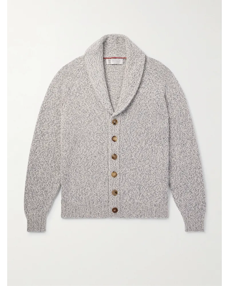 Brunello Cucinelli Cardigan aus Kaschmirstrick mit Schalkragen Grau