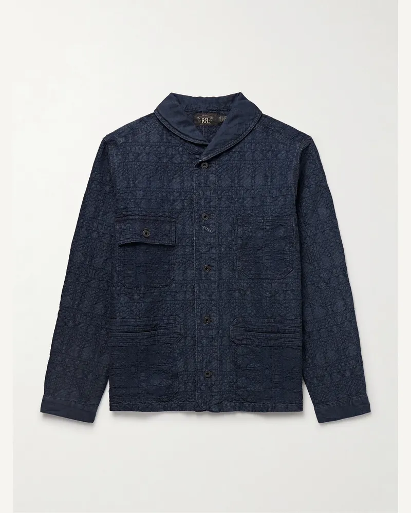 RRL Deck Hemdjacke aus Jacquard aus einer Baumwollmischung mit Schalkragen Blau