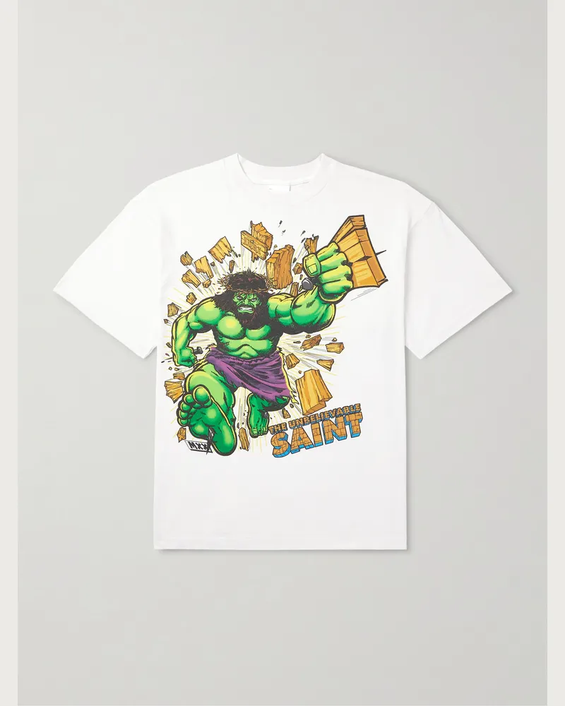 SAINT MXXXXXX Printed Cotton-Jersey T-Shirt White