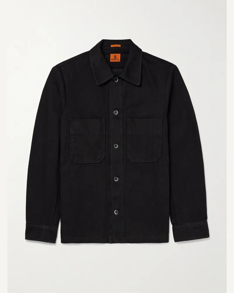 BARENA Capitan schmal geschnittene Hemdjacke aus vorgewaschenem Denim Schwarz