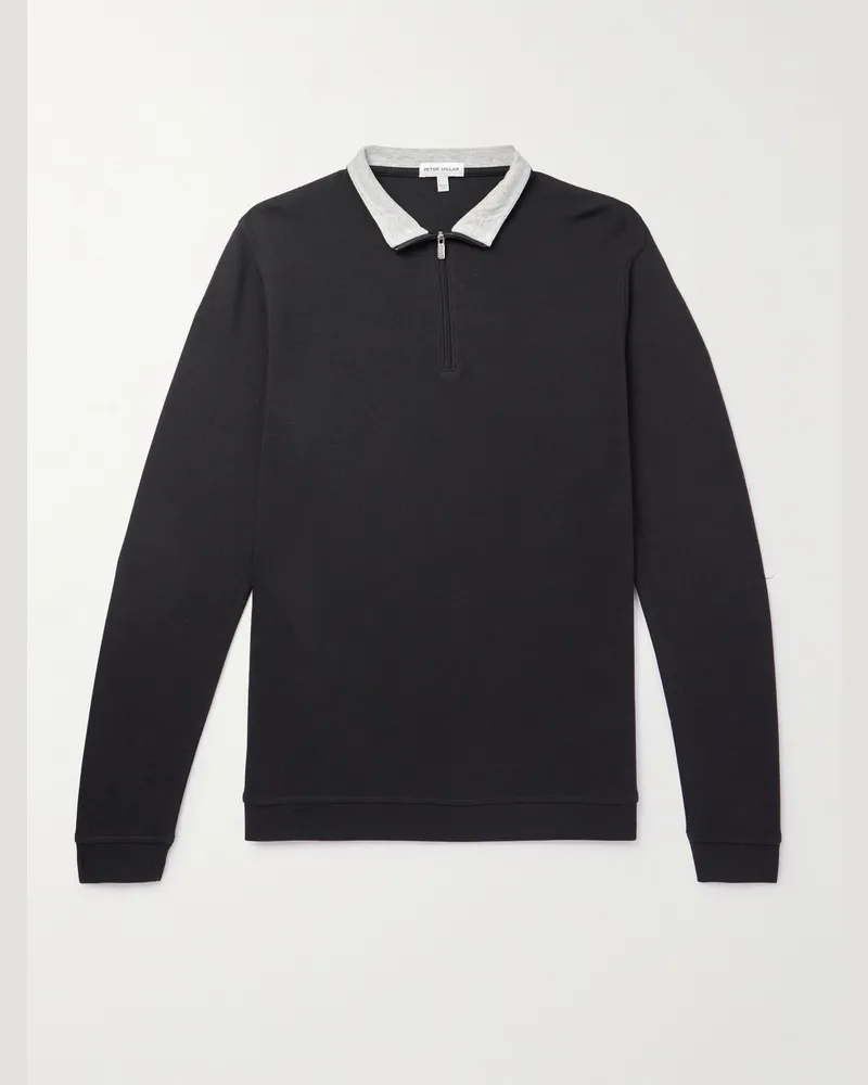 Peter Millar Crown Cotton-Blend Jersey Half-Zip Sweatshirt Black