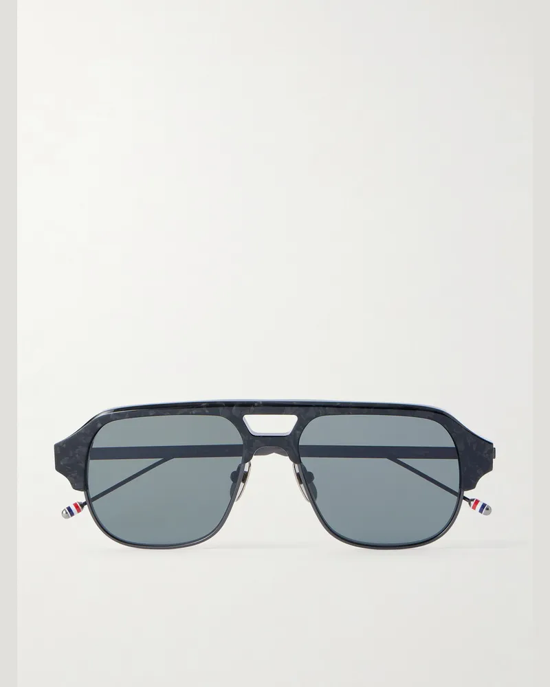 Thom Browne Aviator-Style Acetate and Titanium Sunglasses Black
