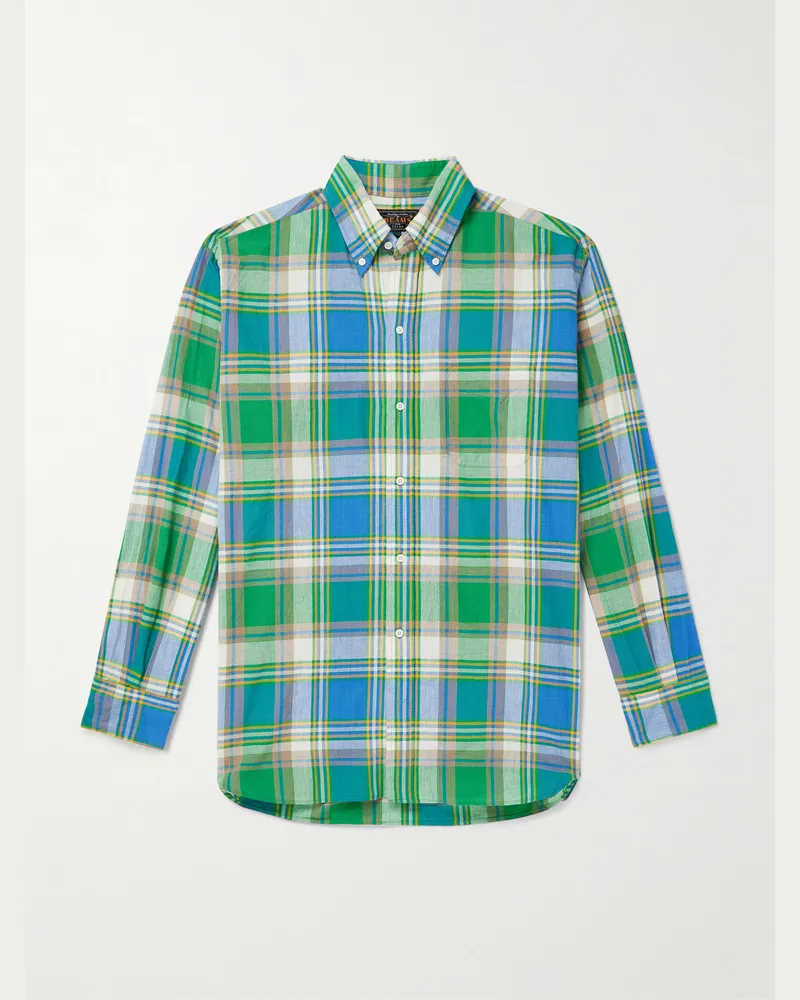 Beams Plus Hemd aus kariertem Baumwoll-Madras mit Button-Down-Kragen Mehrfarbig