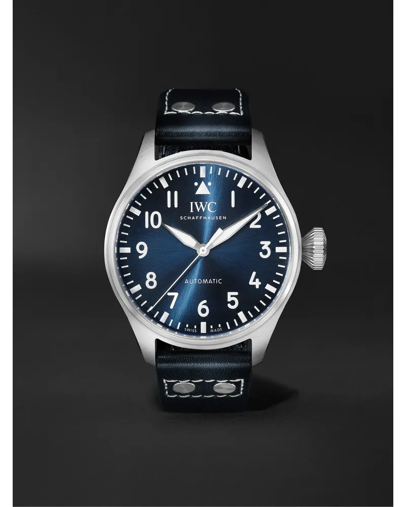 IWC Big Pilot's Automatic 43 mm Uhr aus Edelstahl mit Lederarmband, Ref.-Nr. IW329303 Blau