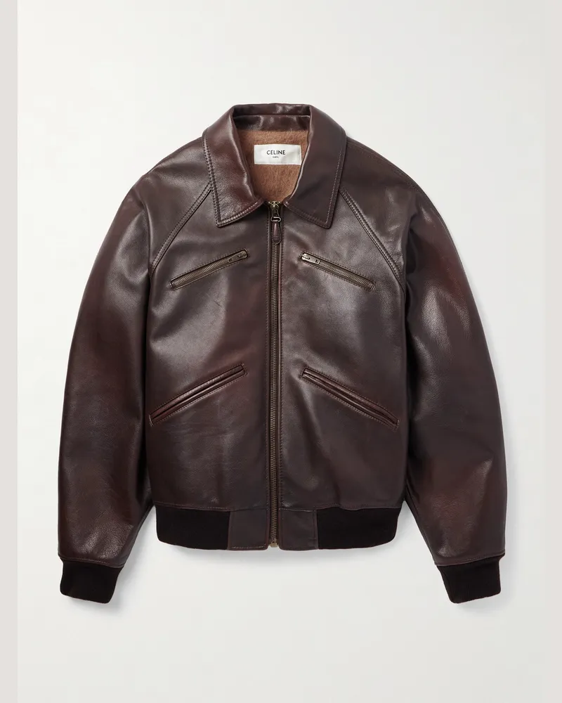 Celine Bomberjacke aus Leder Braun