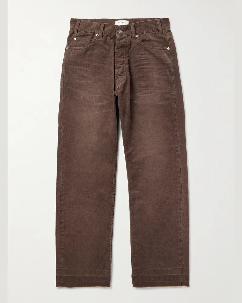 Celine Wesley gerade geschnittene Hose aus Baumwollcord Braun