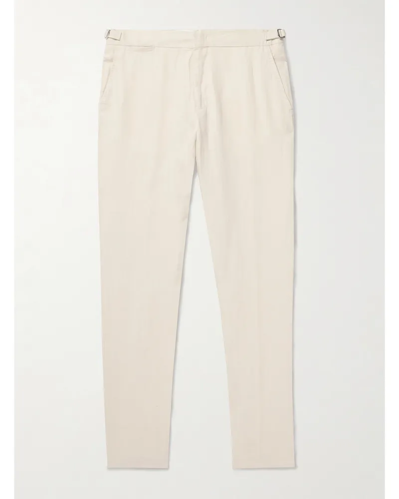 Orlebar Brown Griffon schmal zulaufende Hose aus Leinen Neutral