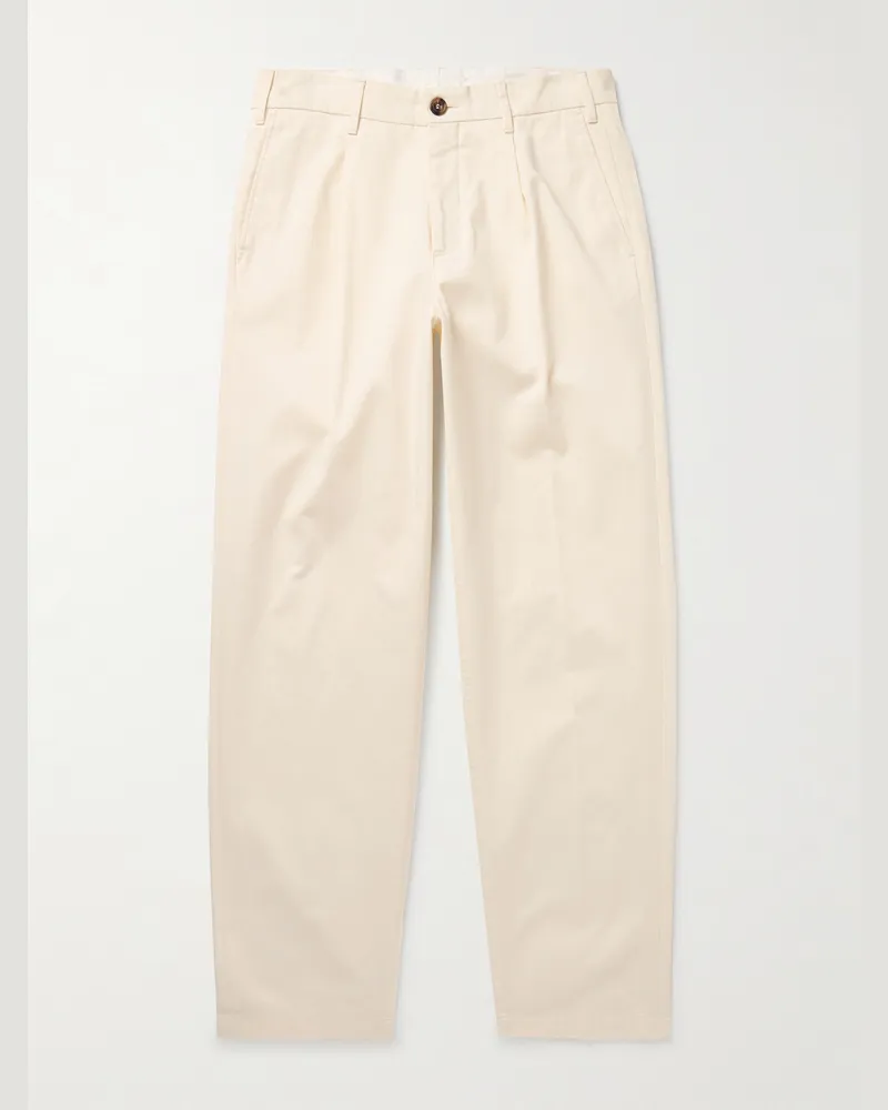 Richard James Gerade geschnittene Hose aus Baumwoll-Twill mit Falten Neutral