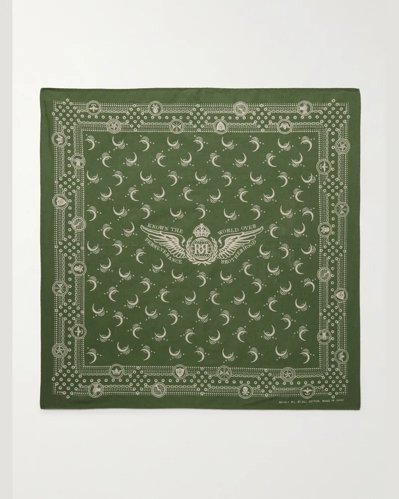 RRL Flight Bandana aus Baumwoll-Voile mit Logoprint Grün