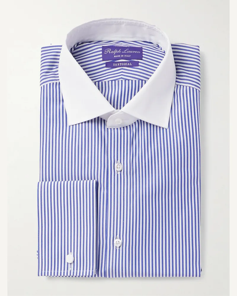 Ralph Lauren Hemd aus gestreifter Baumwollpopeline Blau