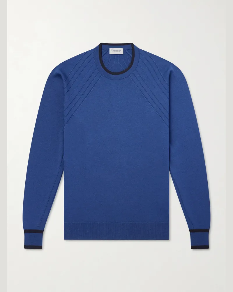 John Smedley Dean Merino Wool Sweater Blue