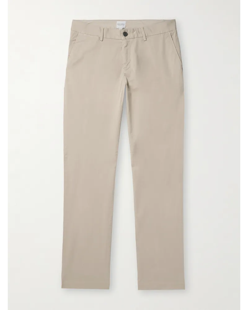 Sunspel Gerade geschnittene Chino aus Twill aus einer Baumwollmischung in Stückfärbung Neutral