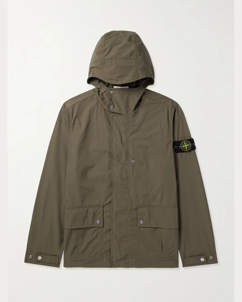 Stone Island Parka aus „Micro Twill“-Material mit Kapuze und Logodetail Grün