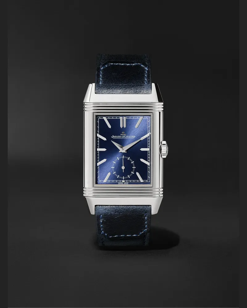 Jaeger-LeCoultre Reverso Tribute Duoface Hand Wound 47 Mm X 283 Uhr Aus Edelstahl Mit Lederarmband Ref. Nr. 3988482 Blau