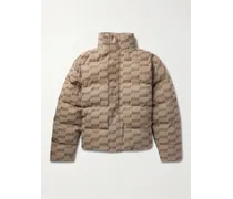 Wattierte Oversized-Jacke aus Jacquard aus einer Baumwollmischung mit Logomuster