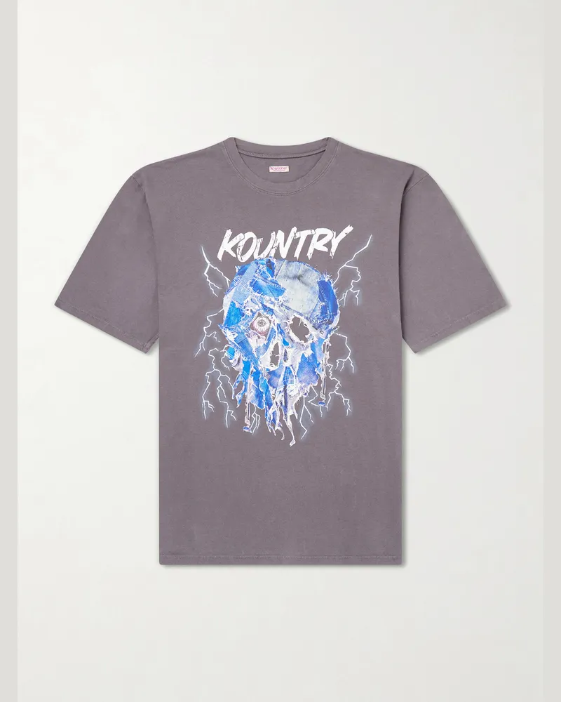 KAPITAL Printed Cotton-Jersey T-Shirt Gray