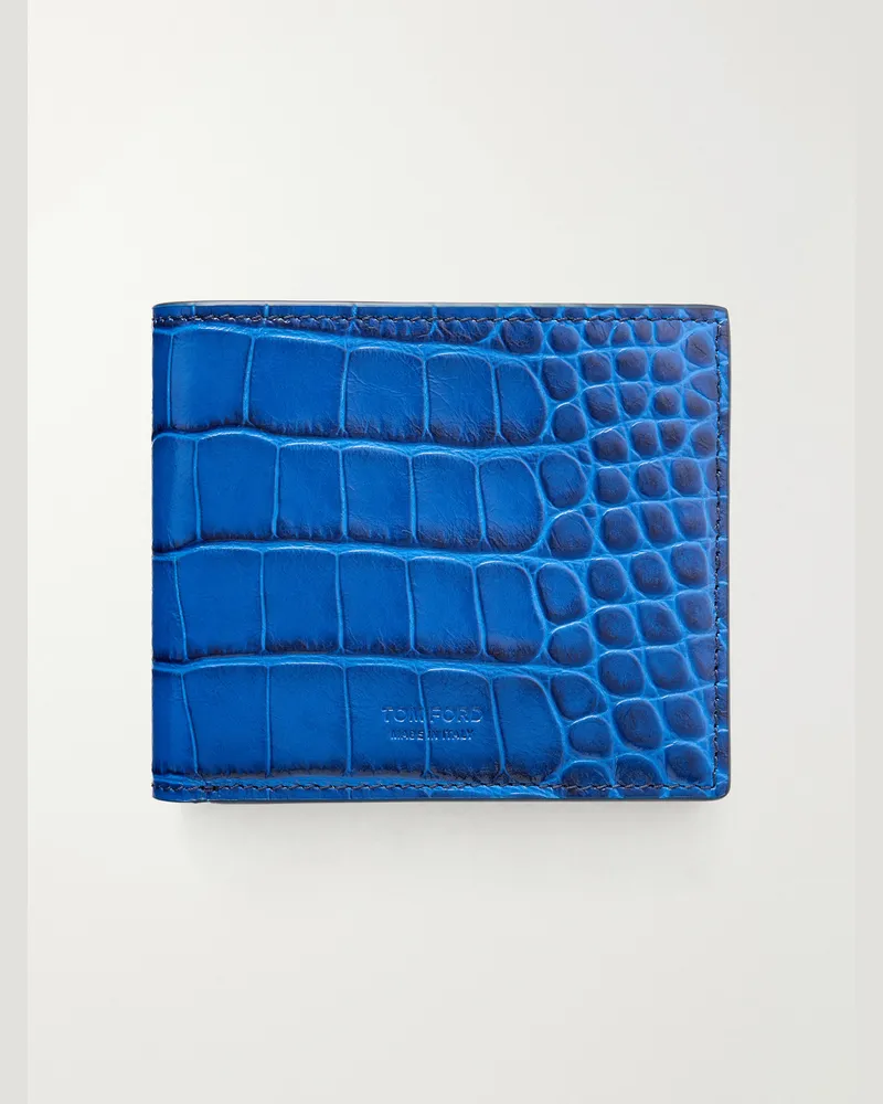 Tom Ford Croc-Embossed Leather Wallet Blue