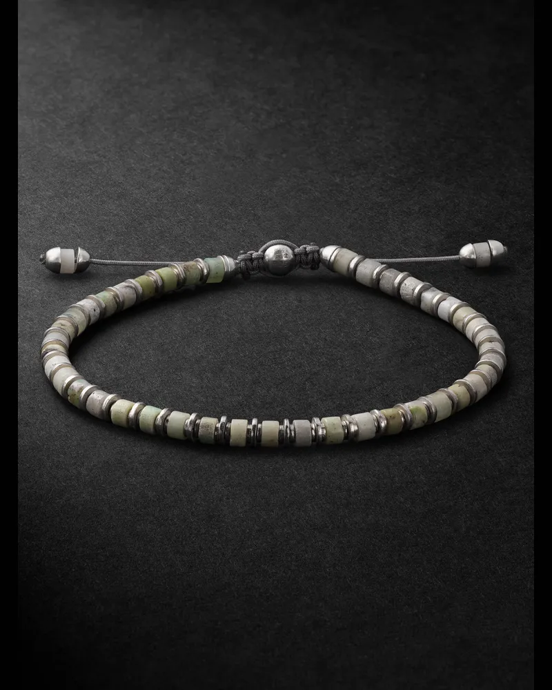 MAOR Sapet Sterling Silver Chrysoprase Beaded Bracelet Silver